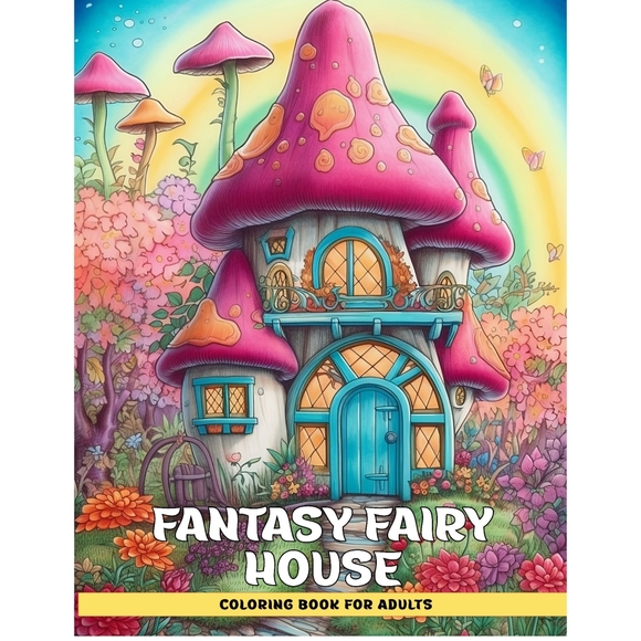 Fantasy Fairy House Coloring Book for Adults - Picture 1 of 4